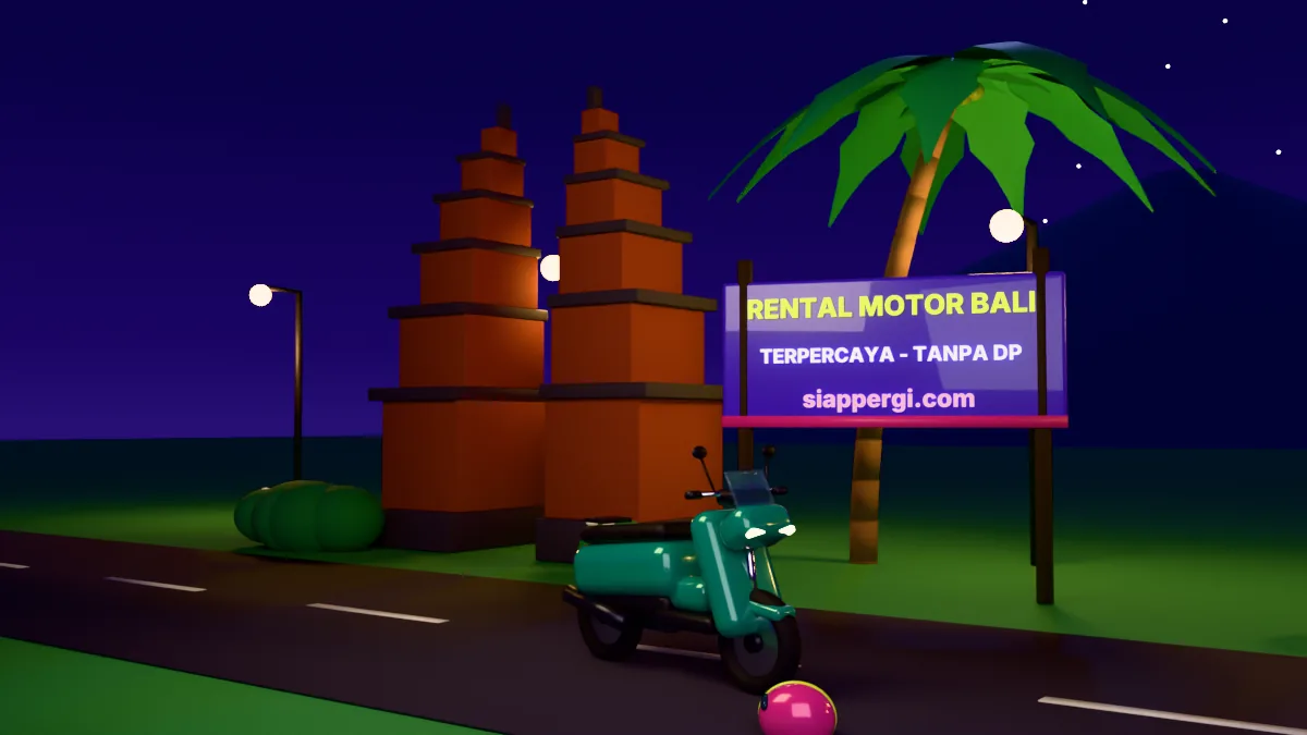 Rental motor Bali terpercaya tanpa DP, render 3D siappergi.com