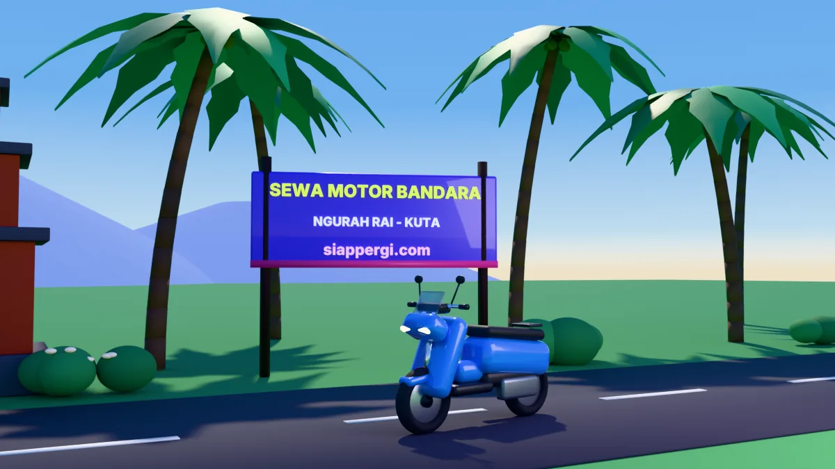 Sewa motor Bandara Ngurah Rai dan Kuta, render 3D siappergi.com