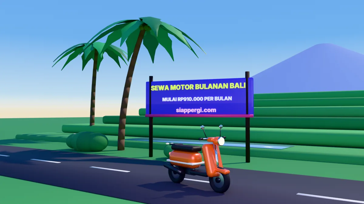 Sewa motor bulanan Bali mulai Rp910.000 per bulan, render 3D siappergi.com