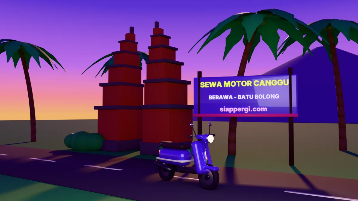 Sewa motor Canggu untuk ke Berawa dan Batu Bolong, render 3D siappergi.com