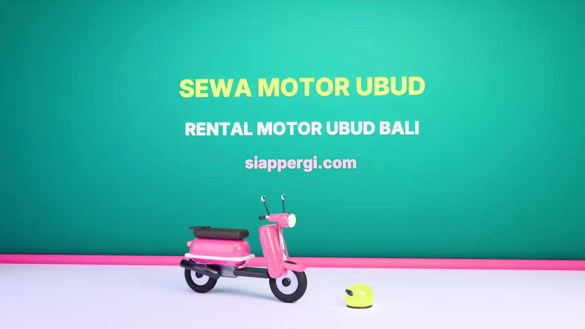Sewa motor Ubud: motor matic retro dan helm, render 3D siappergi.com