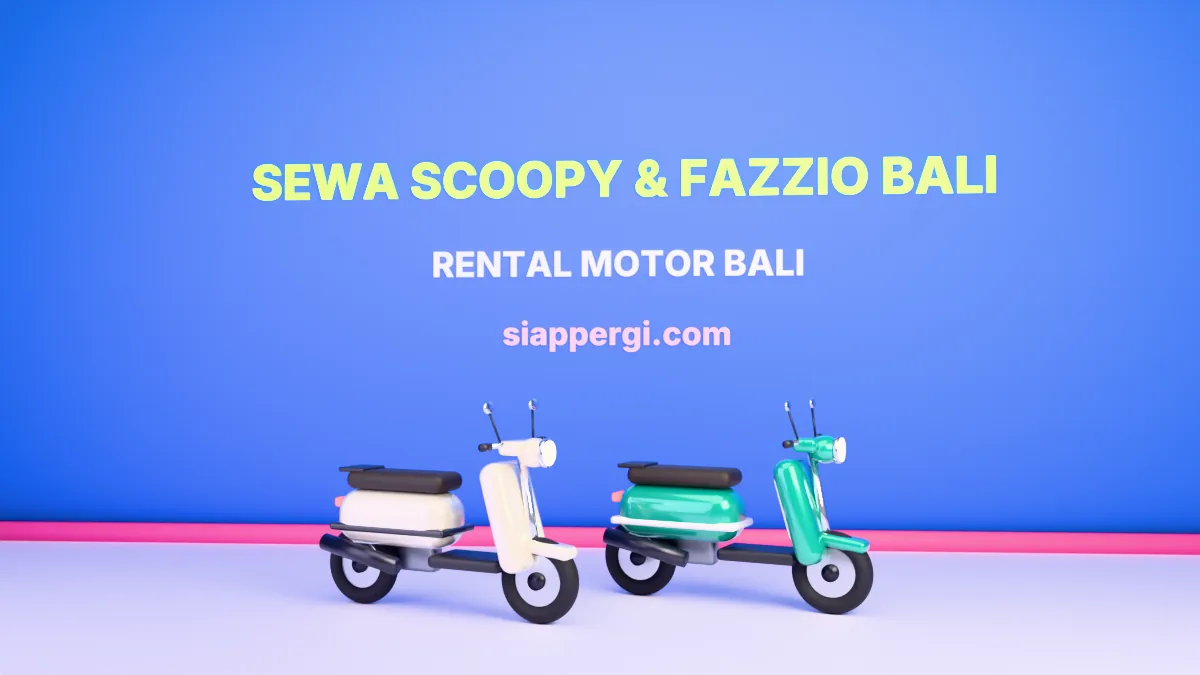 Sewa Scoopy dan Fazzio di Bali, motor retro berdampingan, render 3D siappergi.com