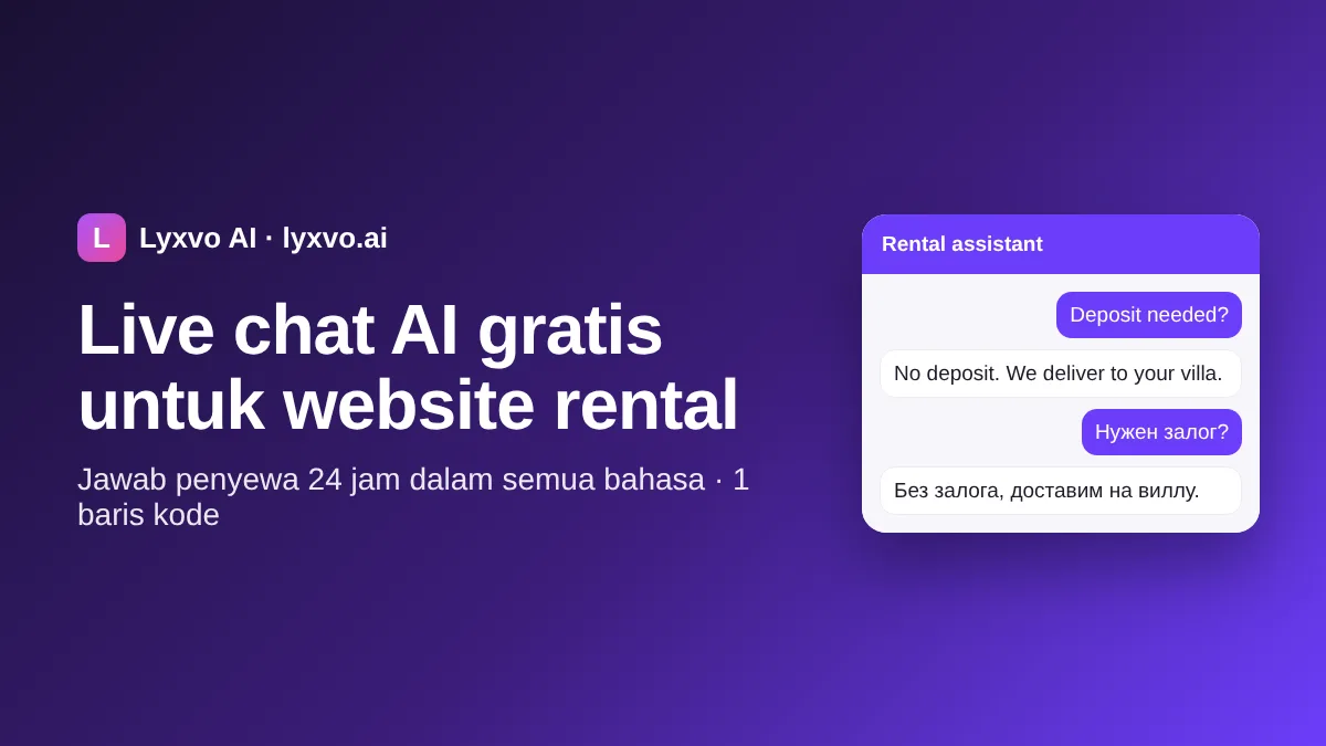 Free AI Live Chat for Rental Websites: Answer Renters 24/7 (Lyxvo AI)