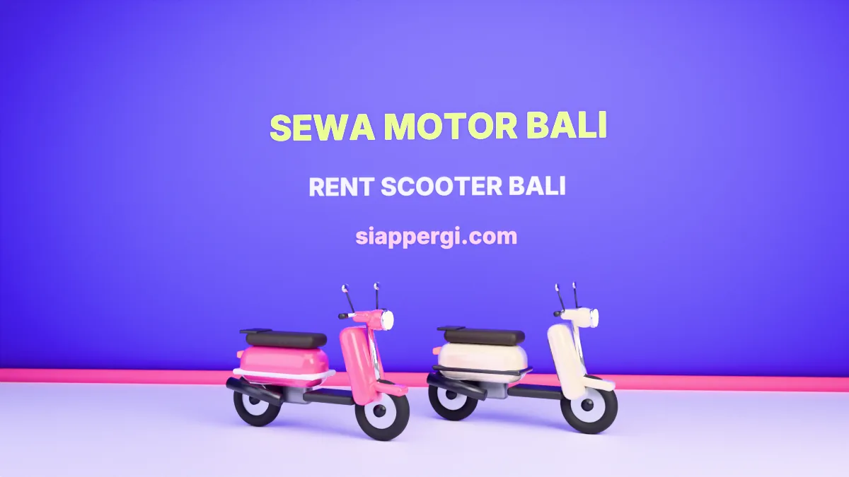 Retro automatic scooters, the most rented bikes in Bali (Blender render by sewamotorbali.org × siappergi.com)